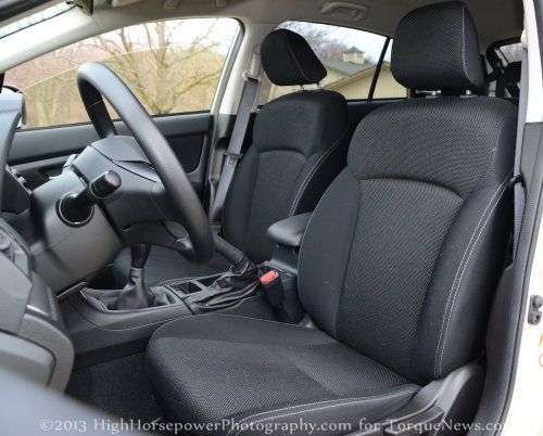 The front seats of the 2013 Subaru XV Crosstrek Premium