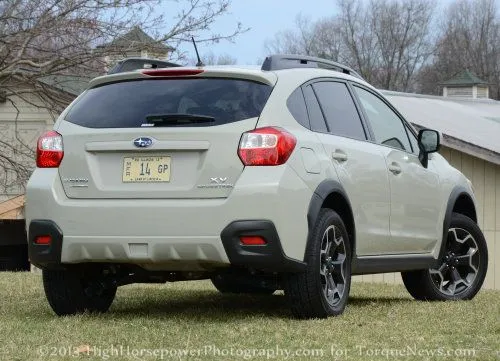 The back end of the 2013 Subaru XV Crosstrek Premium