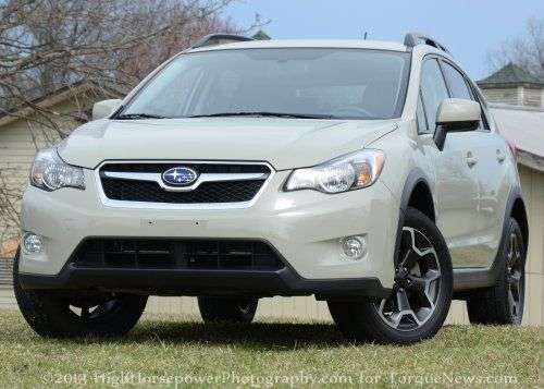 The front end of the 2013 Subaru XV Crosstrek Premium