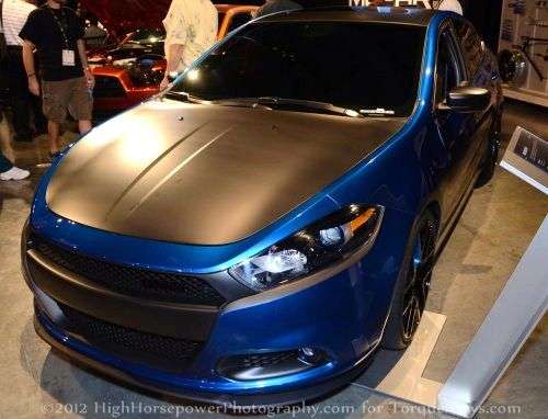 The 2013 Dodge Dart Leadfoot Blue from the front