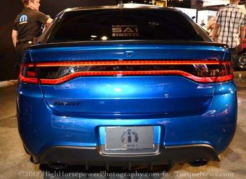 The 2013 Dodge Dart Leadfoot Blue from the front