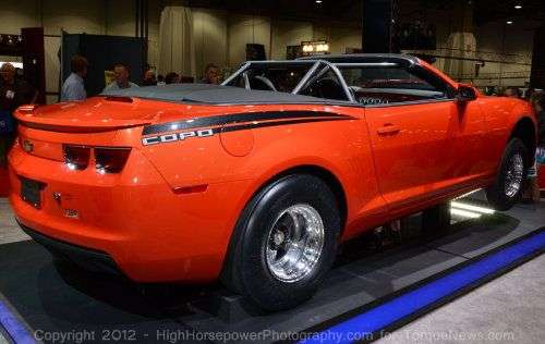 The side of the 2012 COPO Camaro Convertible with the top down.