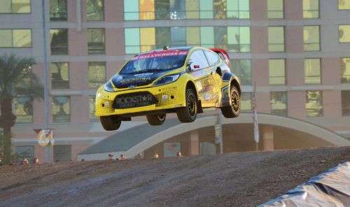 Tanner Foust soaring over a jump