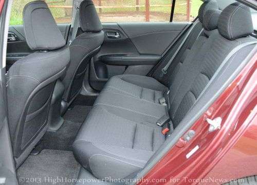 The rear interior of the 2013 Honda Accord Sport