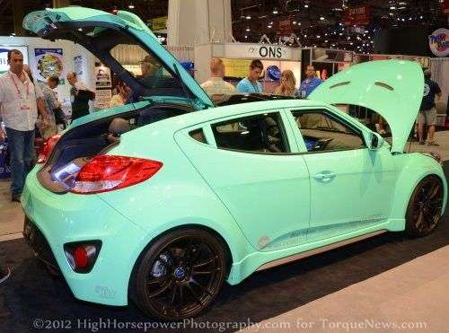 The rear corner of the JP Edition 2013 Hyundai Veloster Turbo