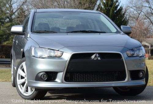 The front end of the 2013 Mitsubishi Lancer GT