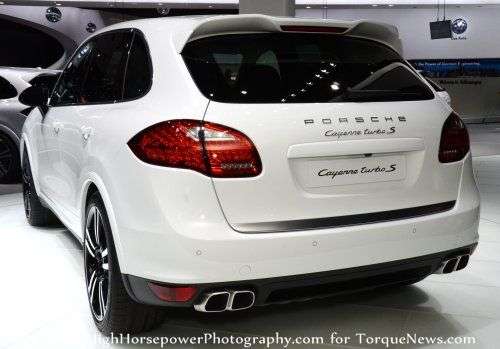 The rear end of the 2014 Porsche Cayenne Turbo S