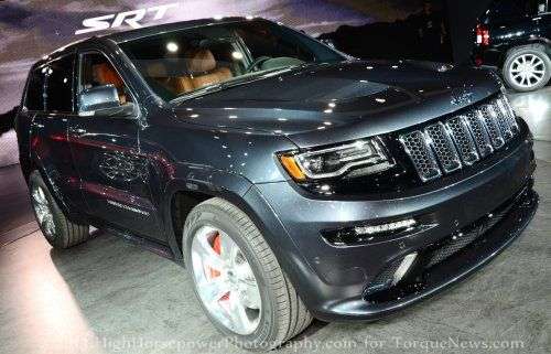 The front end of the 2014 Jeep Grand Cherokee SRT8