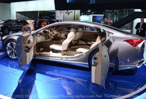 The side of the Hyundai HCD-14 Genesis Concept with the doors open.