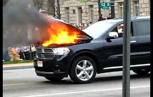 Dodge Durango on fire