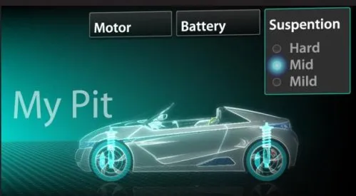 The suspension selection screen of the Honda EV-STER Concept