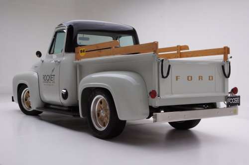 The customized 1953 Ford F100 from the rear