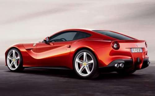 A rear corner view of the Ferrari F12 Berlinetta