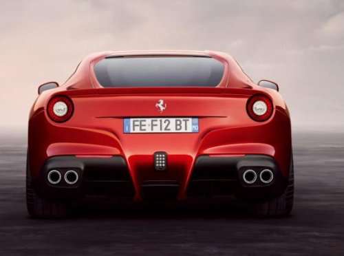 The rear view of the Ferrari F12 Berlinetta