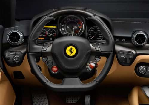 The steering wheel of the Ferrari F12 Berlinetta