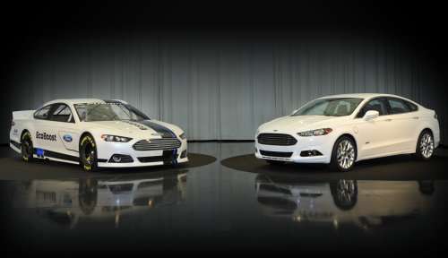 The 2013 Ford Fusion NASCAR race car and production model