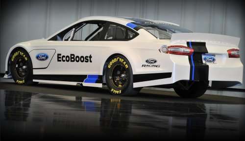 The rear end of the 2013 Ford Fusion NASCAR race car