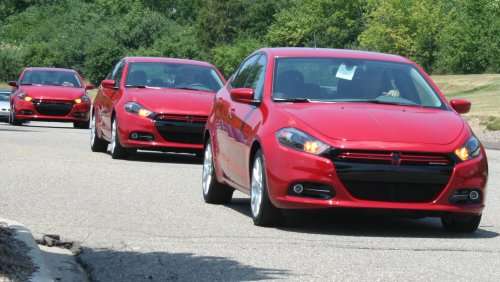 Three new 2013 Dodge Dart Rallye sedans hit the road