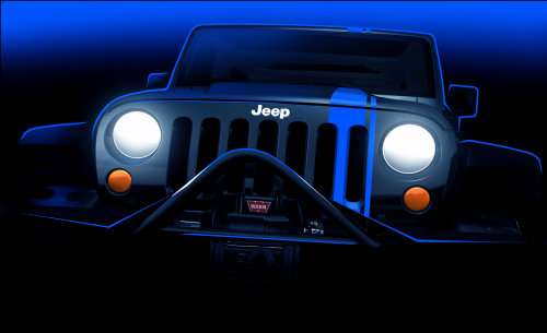 A teaser of the Jeep Wrangler Apache Concept