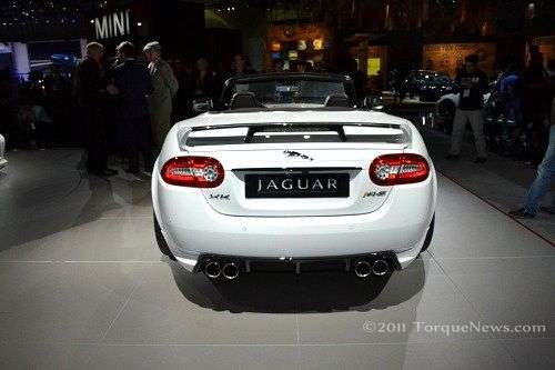 The back end of the new Jaguar XKR-S Convertible