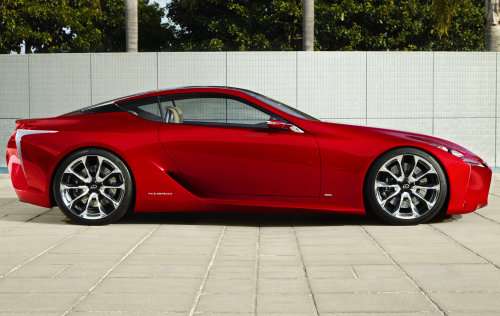 A side profile view of the new Lexus LF-LC Hybrid Sport Coupe Concept