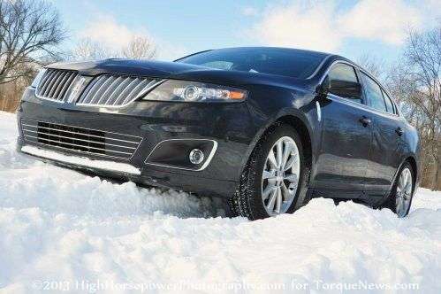 The Lincoln MKS in deep snow.