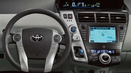 The dash area of the 2012 Toyota Prius V Five