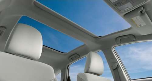 The panoramic moon roof of the 2012 Toyota Prius V Five