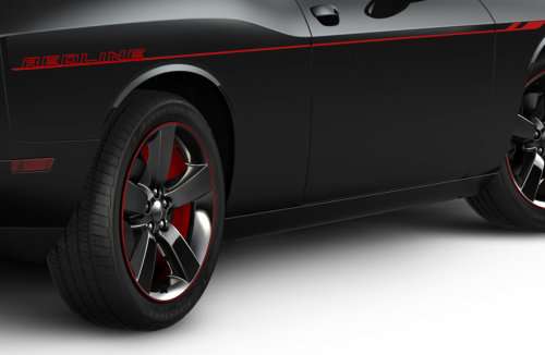 The rear quarter panel of the 2013 Dodge Challenger R/T Redline