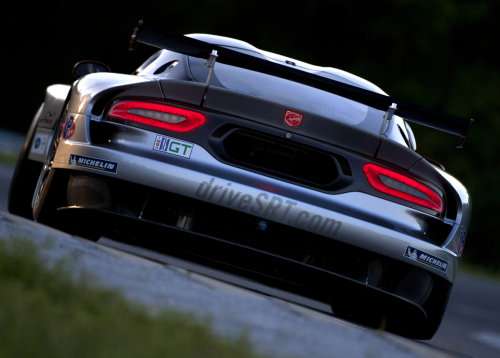 The back end of the 2013 SRT Viper GTS-R ALMS race car