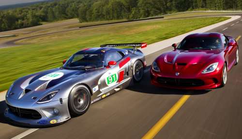 The 2013 SRT Viper GTS-R ALMS race car with a production 2013 SRT Viper GTS