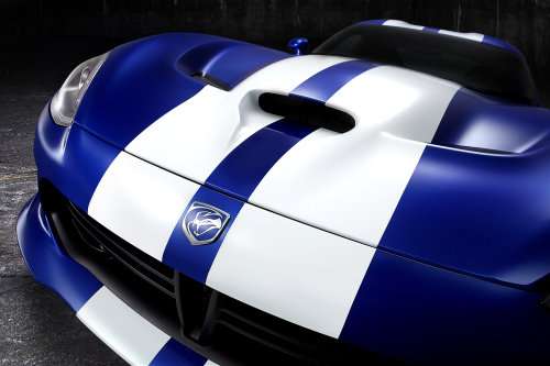A close up of the front end of the 2013 SRT Viper GTS Launch Edition