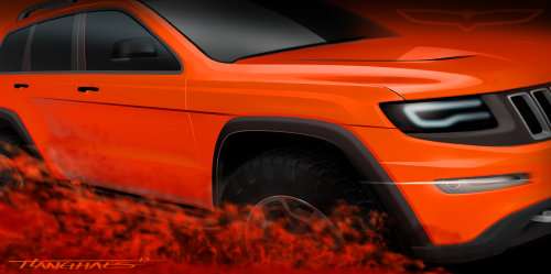 The first teaser of the 2014 Jeep Grand Cherokee Trailhawk II Concept
