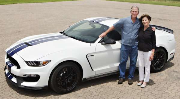 George W Bush with the 2016 Shelby GT350 Mustang