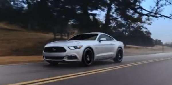 A screen shot from the first 2015 Mustang commercial