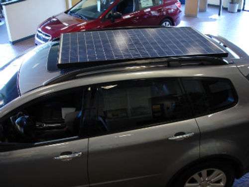 Solar panels on Subaru Tribeca 