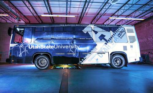 AGGIE WIrelessly charged electric transit bus