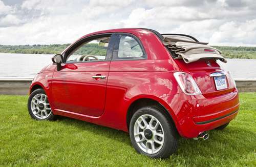 2012 Fiat 500c rear 3/4 view
