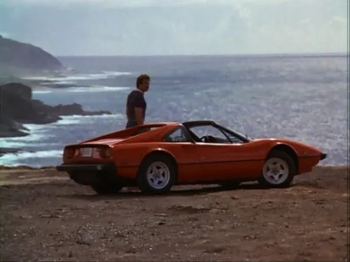 Selleck and his Ferrari (show still)