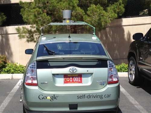 Google self-driving car with Nevada plates (Google / NV DMV)