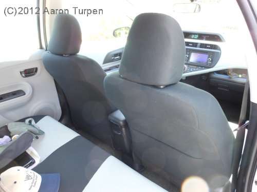 2012 Prius c rear seat view