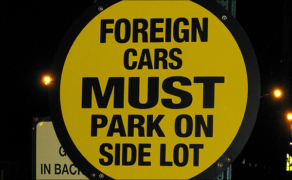 Foreign car parking sign