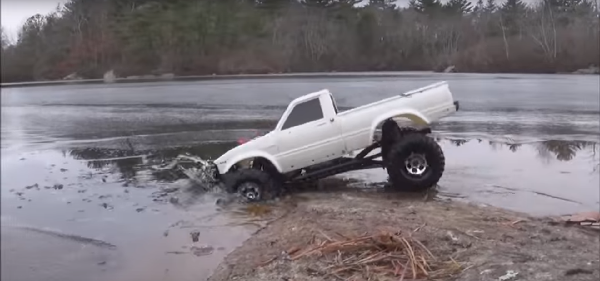 Watch Toyota Tacoma Hilux break through the ice.