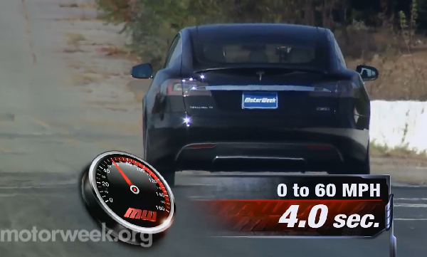 Motorweek's 2016 Tesla Model S P90D Test Says 0-60 MPH Takes 4 Seconds