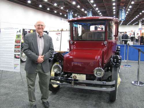 1916 Detroit Electric and owner, Jack Beatty at SAE World Congress 2012