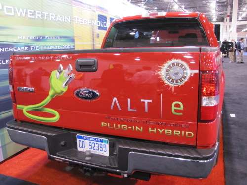 Rear view of Ford F-150 REEV conversion at ALTe at The Battery Show 2011