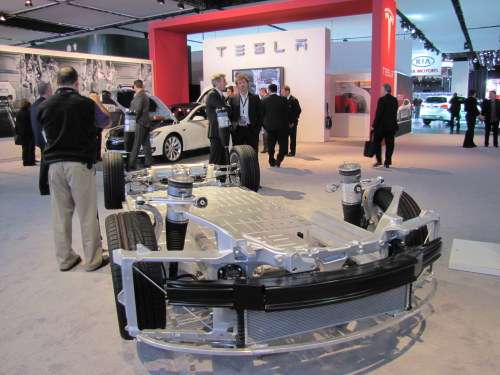 Tesla showed its aluminum chassis tech at NAIAS 2012