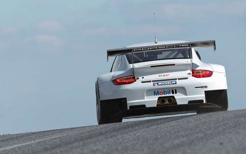 As the 2012 Porsche GT3 RSR slides into the curve