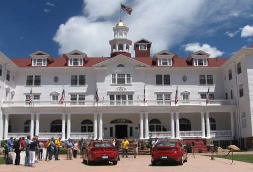 2013 Dodge Darts before the Stanley Hotel