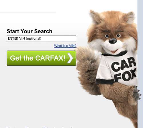 An image from the CARFAX website home page. 